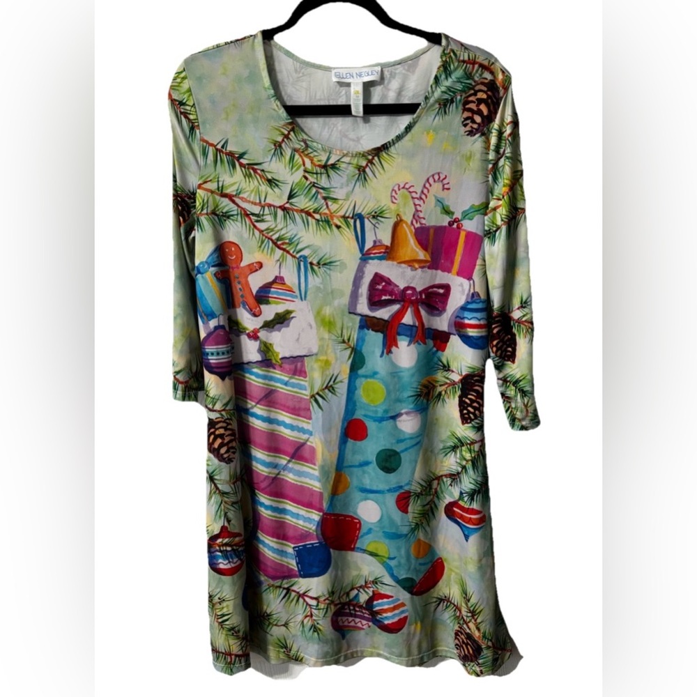Ellen Negley Dress/Tunic Top Christmas Holiday Size Medium Lightweight